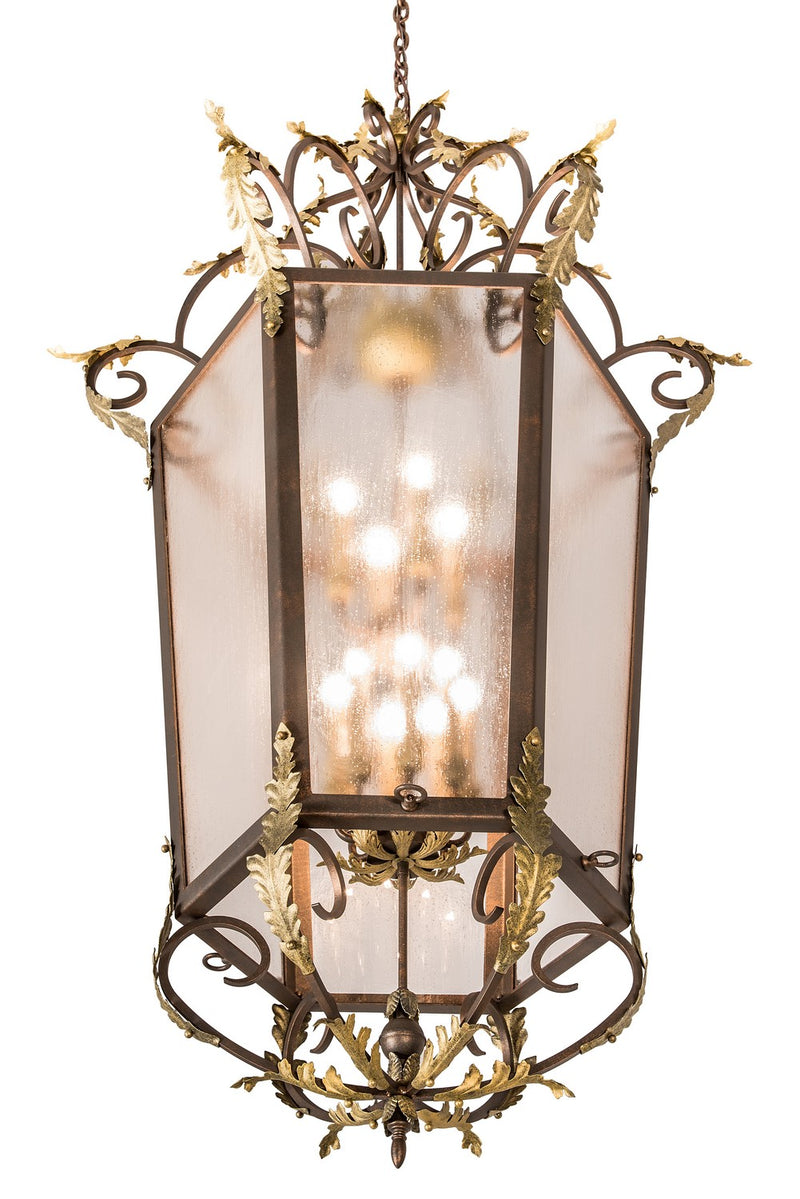 Meyda Tiffany 194627 12 Light Pendant, Light Tobacco/Antique Gold