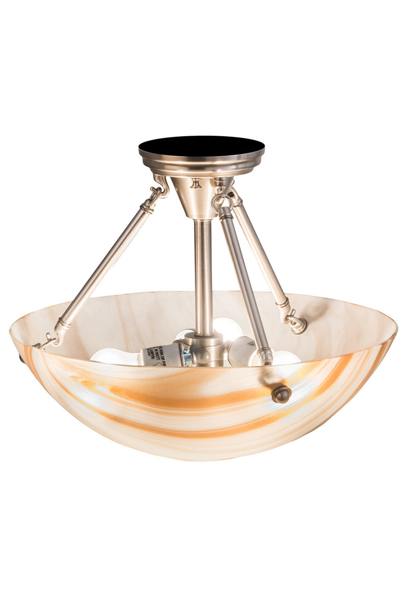 Meyda Tiffany 190546 Three Light Semi-Flushmount, Brushed Nickel