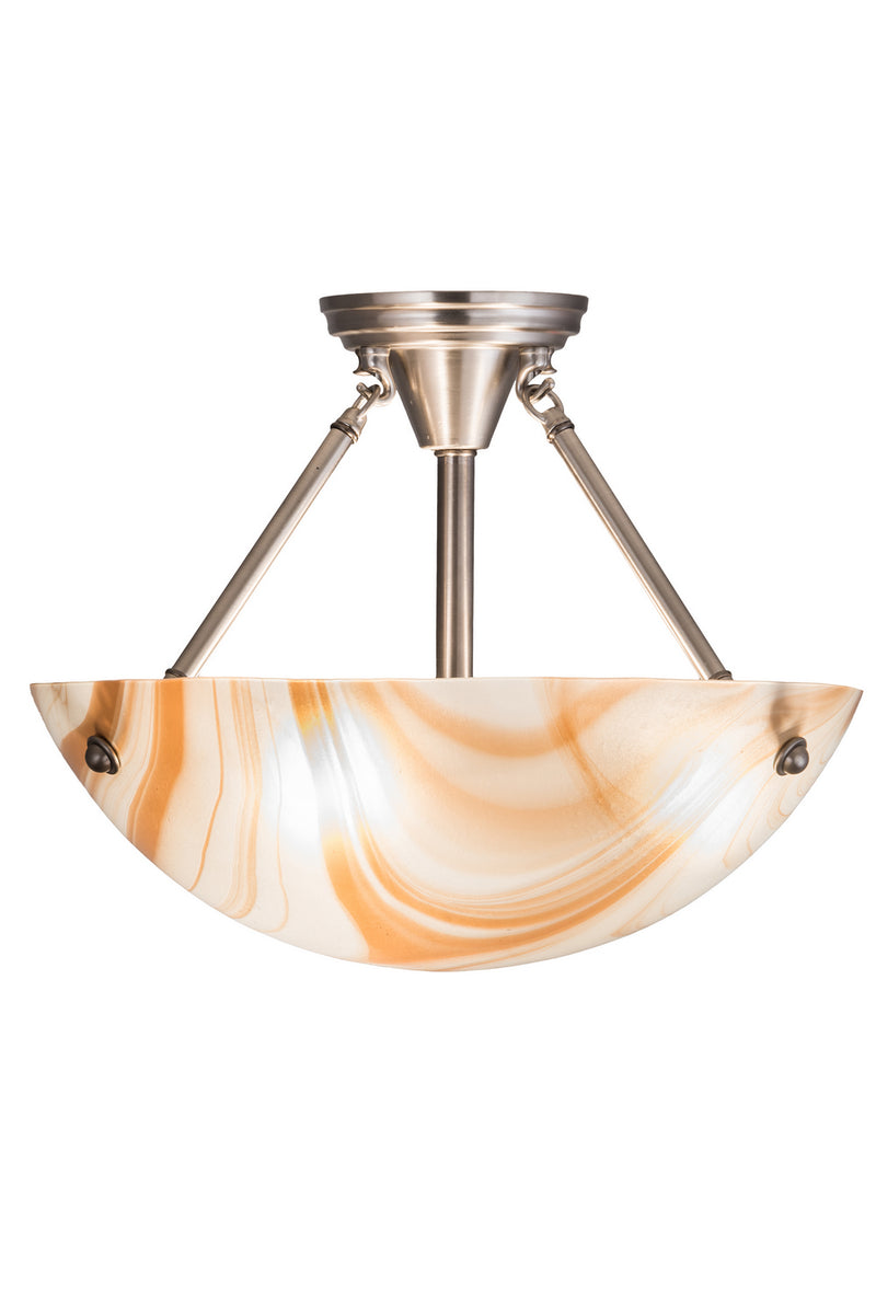 Meyda Tiffany 190546 Three Light Semi-Flushmount, Brushed Nickel