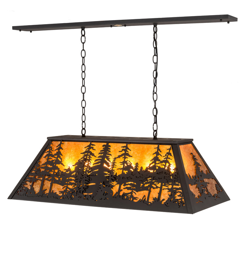 Meyda Tiffany 190922 Six Light Oblong Pendant, Wrought Iron