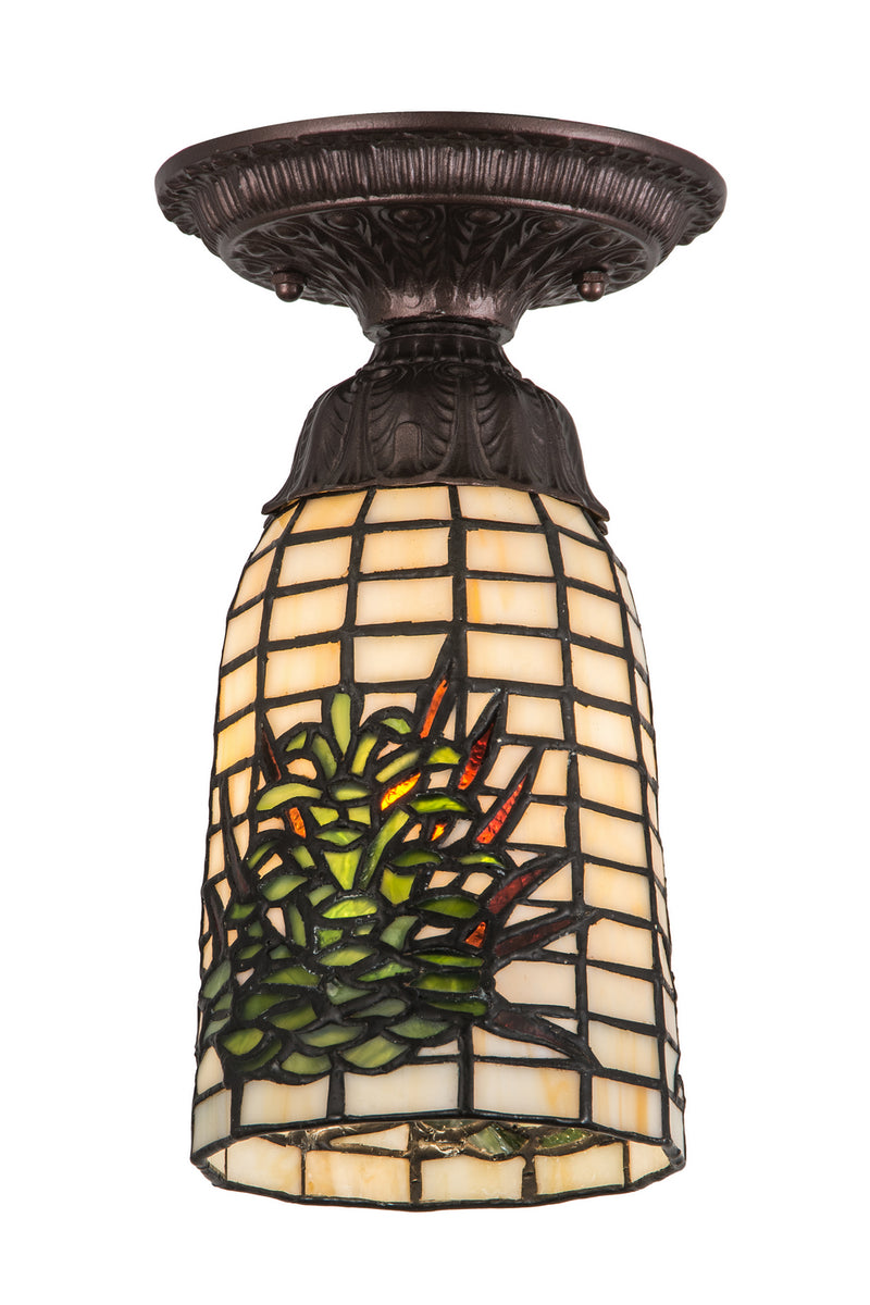 Meyda Tiffany 190970 One Light Flushmount, Mahogany Bronze