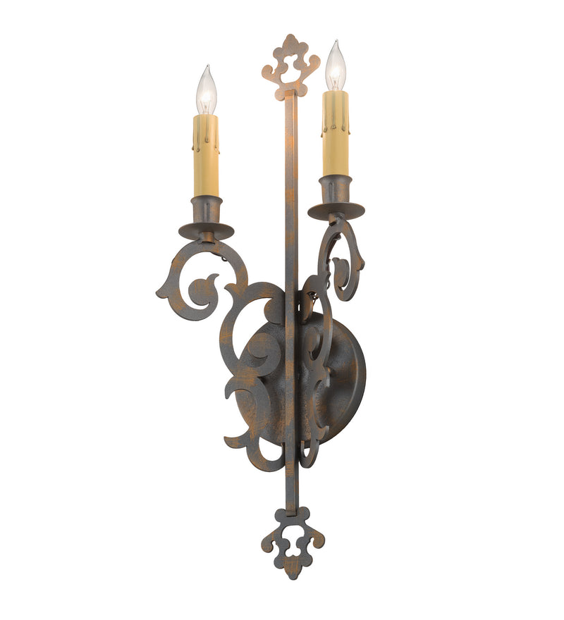 Meyda Tiffany 191582 Two Light Wall Sconce, French Bronze
