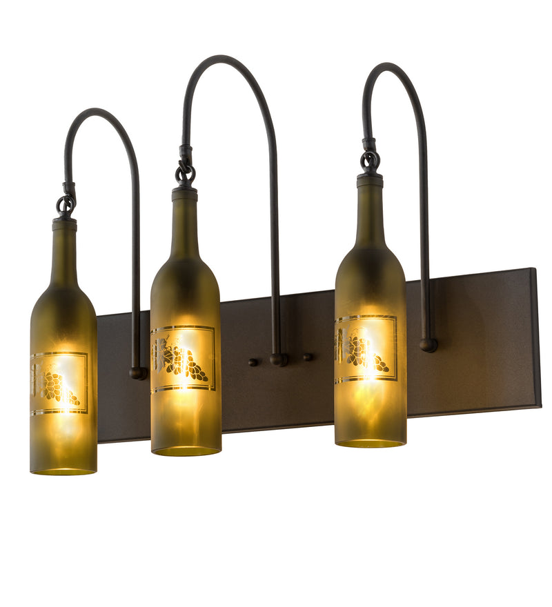 Meyda Tiffany 191814 Three Light Wall Sconce, Black Metal