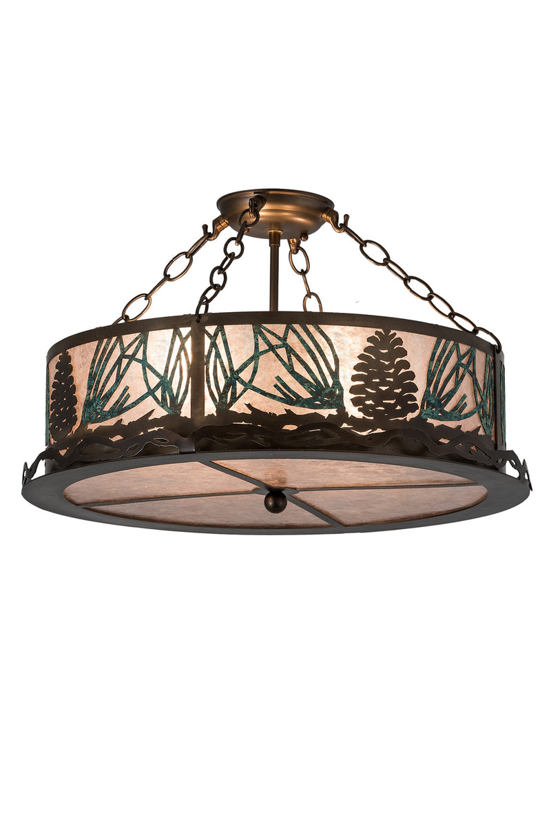 Meyda Tiffany 191691 Four Light Semi-Flushmount, Antique Copper & Green Needles