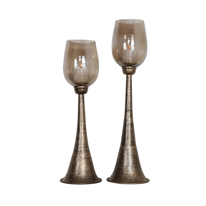 Uttermost 18848 Candleholders, Set/2, Antiqued Gold
