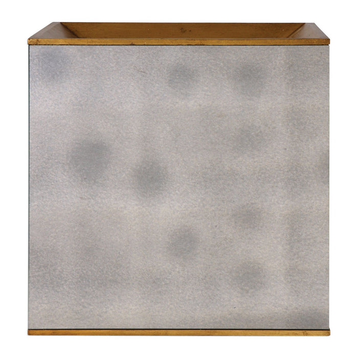 Uttermost 24763 Cube Table, Antiqued Gold Leaf