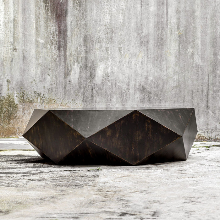 Uttermost 25832 Coffee Table, Mango Veneer w/Worn Black Rubbed