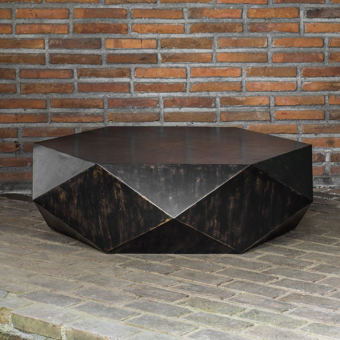 Uttermost 25832 Coffee Table, Mango Veneer w/Worn Black Rubbed