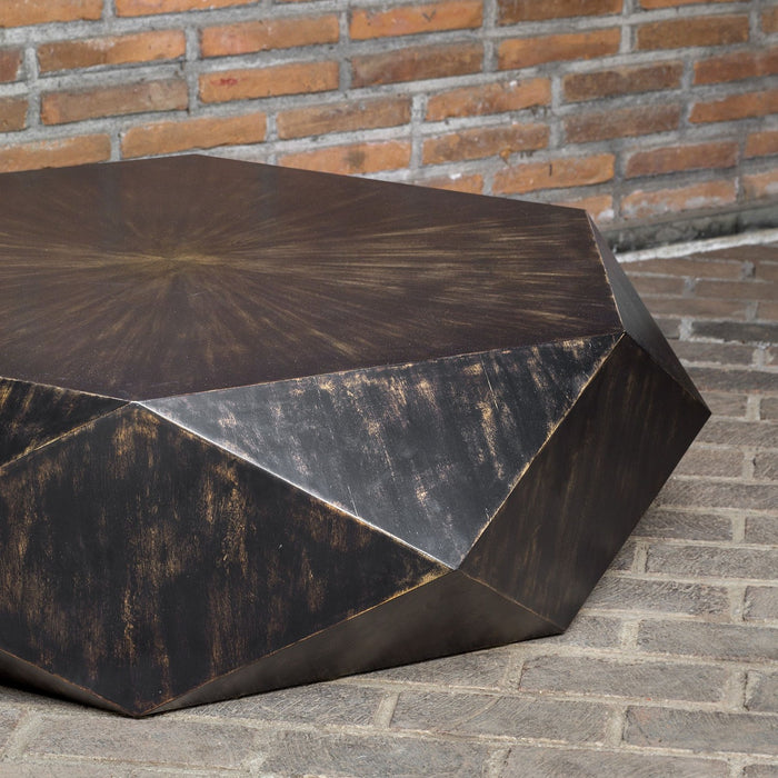 Uttermost 25832 Coffee Table, Mango Veneer w/Worn Black Rubbed