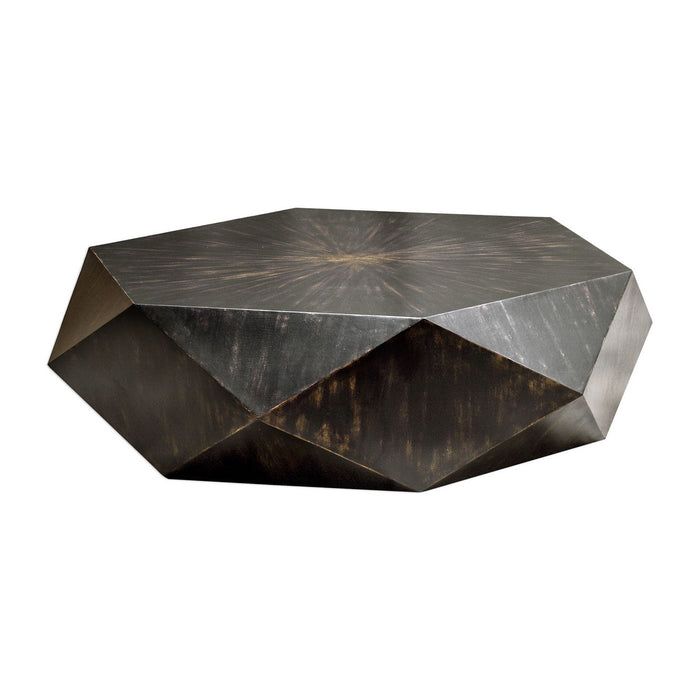 Uttermost 25832 Coffee Table, Mango Veneer w/Worn Black Rubbed