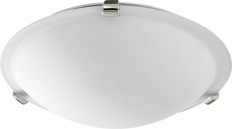 Quorum 3000-12162 Two Light Ceiling Mount, Polished Nickel w/ Satin Opal