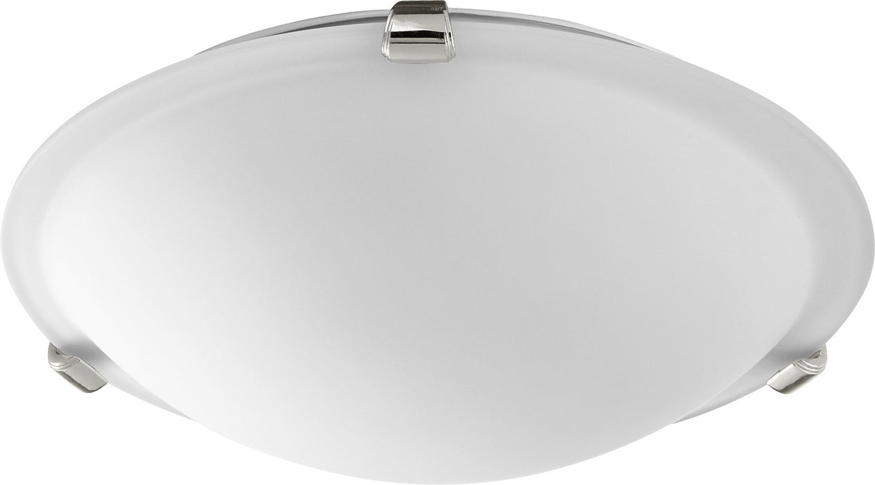 Quorum 3000-12162 Two Light Ceiling Mount, Polished Nickel w/ Satin Opal