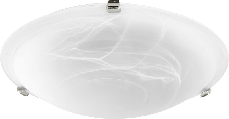 Quorum 3000-16-62 Three Light Ceiling Mount, Polished Nickel w/ Faux Alabaster