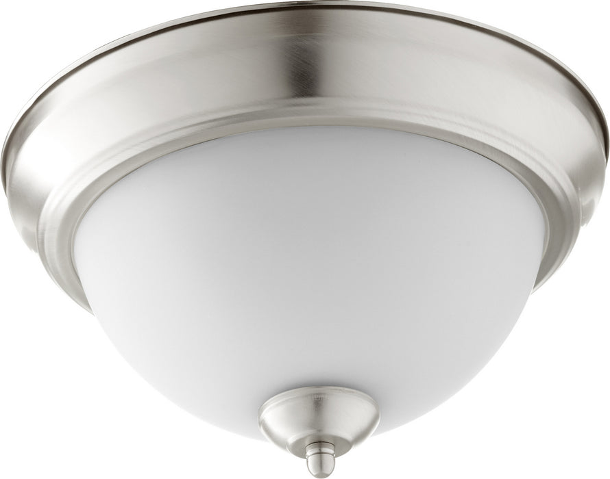 Quorum 3063-11-65 Two Light Ceiling Mount, Satin Nickel w/ Satin Opal