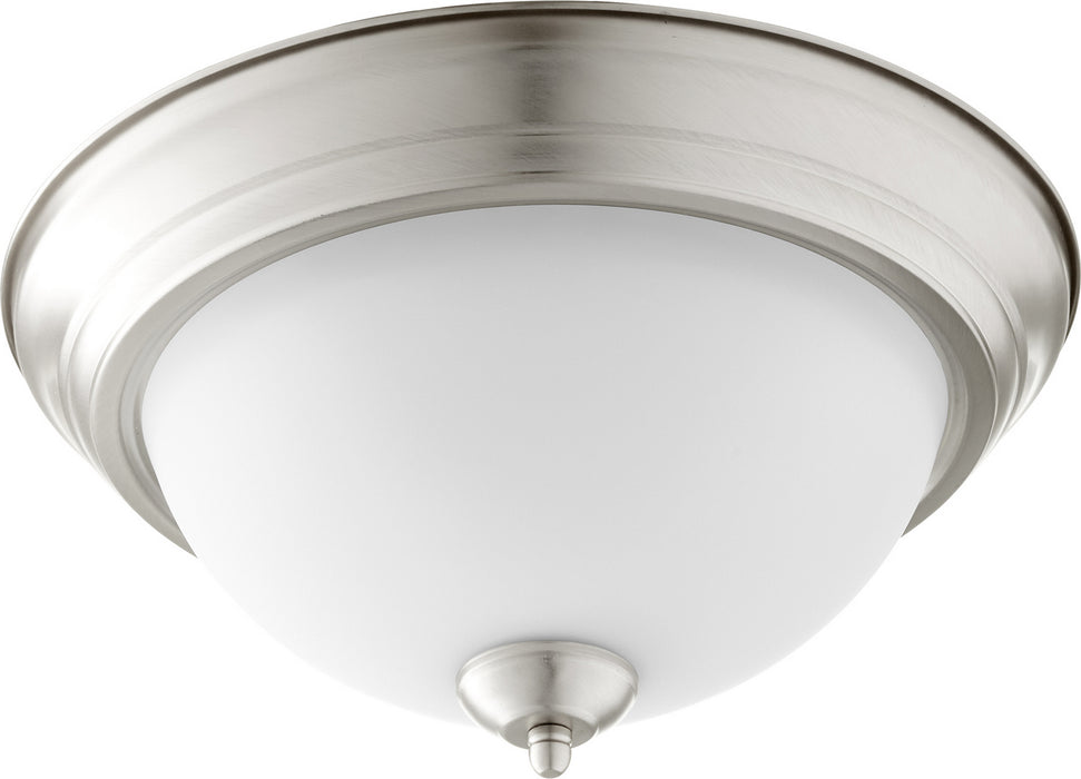 Quorum 3063-13-65 Two Light Ceiling Mount, Satin Nickel w/ Satin Opal