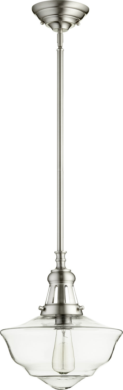 Quorum 801-12-65 One Light Pendant, Satin Nickel w/ Clear