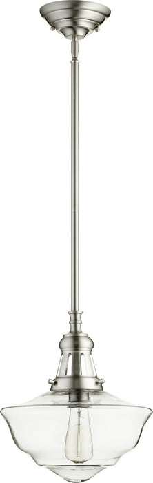 Quorum 801-12-65 One Light Pendant, Satin Nickel w/ Clear