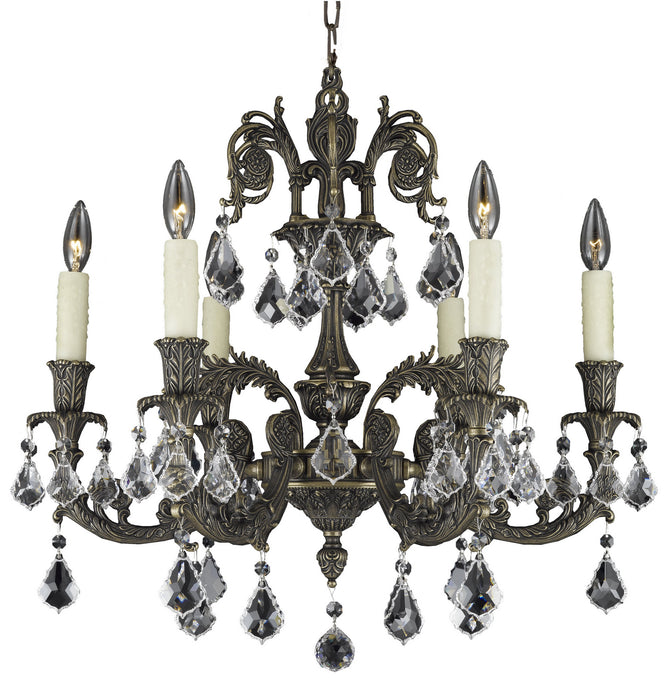 American Brass & Crystal CH2002-A-21S-PI Six Light Chandelier, Palace Bronze