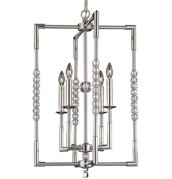 American Brass & Crystal CH3502-37G-38G-ST Four Light Chandelier, Pewter with Polished Nickel