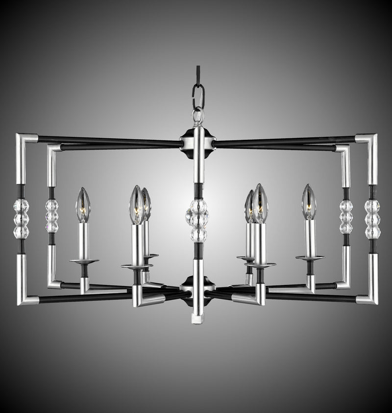 American Brass & Crystal CH3604-35S-37G-ST Six Light Chandelier, Old Bronze Satin w/Pewter Accents