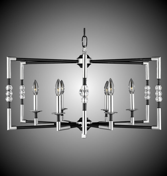 American Brass & Crystal CH3604-35S-37G-ST Six Light Chandelier, Old Bronze Satin w/Pewter Accents
