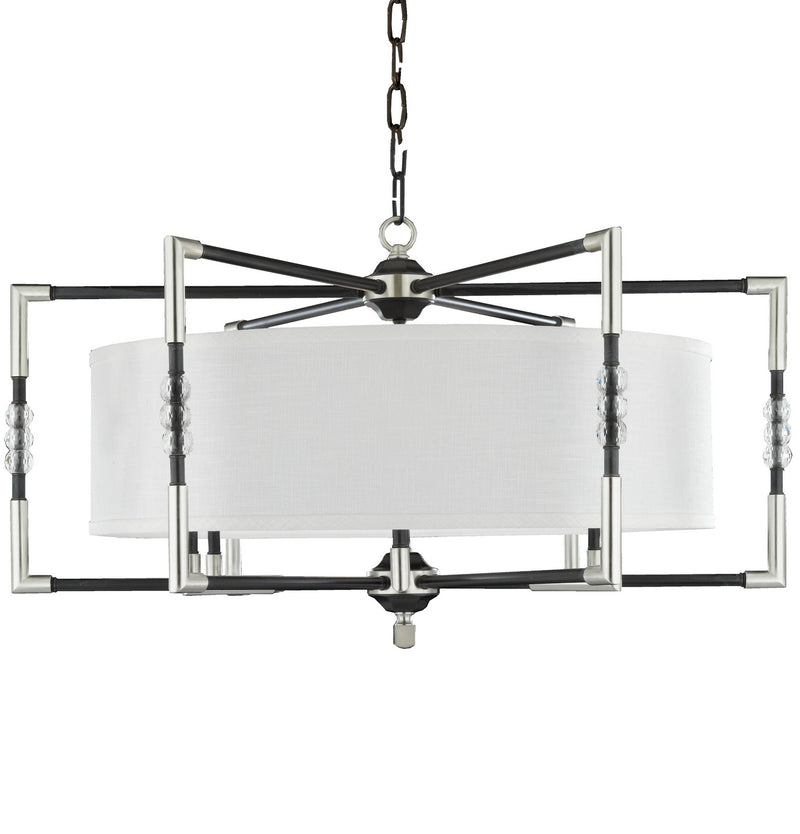 American Brass & Crystal CH3704-35S-37G-ST-HL Six Light Chandelier, Old Bronze Satin w/Pewter Accents