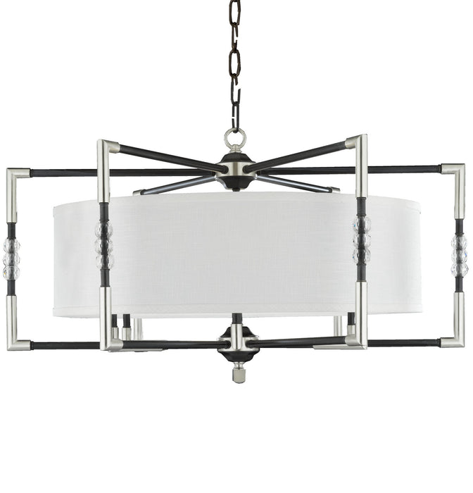 American Brass & Crystal CH3704-35S-37G-ST-HL Six Light Chandelier, Old Bronze Satin w/Pewter Accents