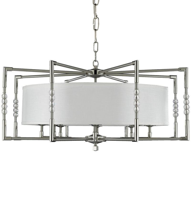American Brass & Crystal CH3705-37G-38G-ST-HL Eight Light Chandelier, Pewter w/Polished Nickel Accents