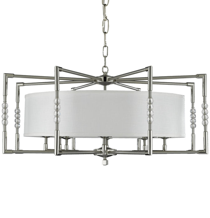 American Brass & Crystal CH3705-37G-38G-ST-HL Eight Light Chandelier, Pewter w/Polished Nickel Accents