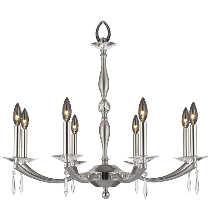 American Brass & Crystal CH5326-SP-37G-38G-ST Eight Light Chandelier, Pewter w/Polished Nickel Accents