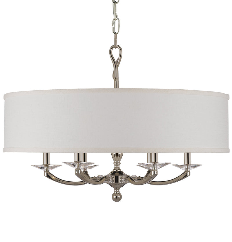 American Brass & Crystal CH5426-38G-ST-HL Six Light Chandelier, Polished Nickel