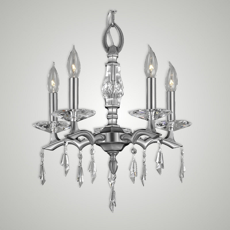 American Brass & Crystal CH5502-G-37G-ST Five Light Chandelier, Pewter