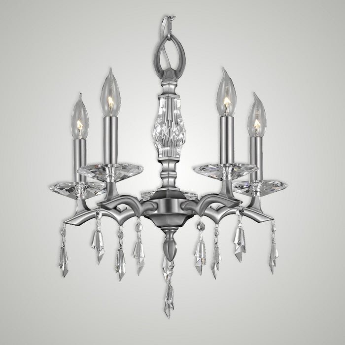 American Brass & Crystal CH5502-G-37G-ST Five Light Chandelier, Pewter