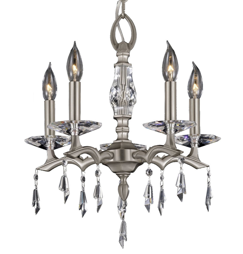 American Brass & Crystal CH5502-G-37G-ST Five Light Chandelier, Pewter