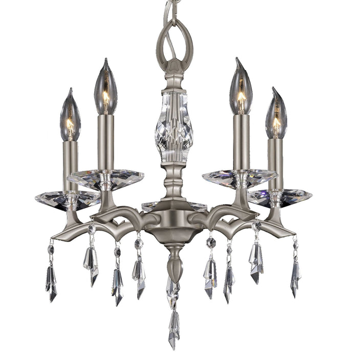 American Brass & Crystal CH5502-G-37G-ST Five Light Chandelier, Pewter