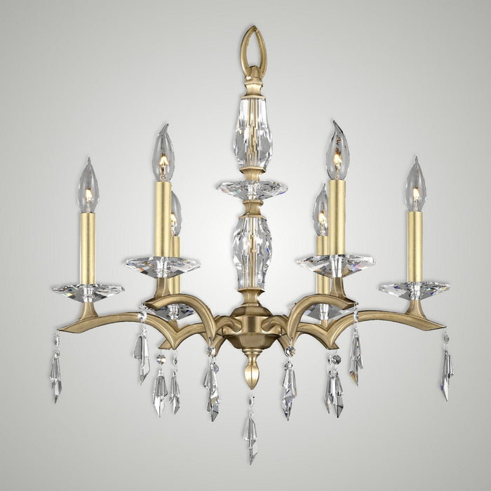 American Brass & Crystal CH5503-G-36G-ST Six Light Chandelier, Polished Nickel