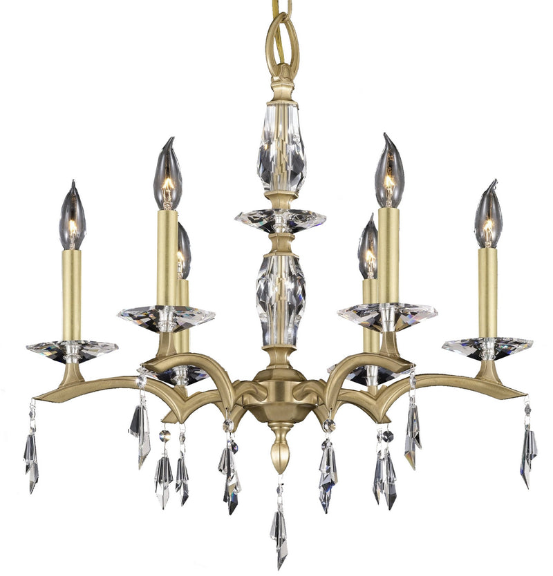 American Brass & Crystal CH5503-G-36G-ST Six Light Chandelier, Polished Nickel