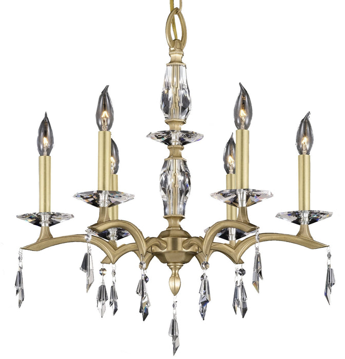 American Brass & Crystal CH5503-G-36G-ST Six Light Chandelier, Polished Nickel