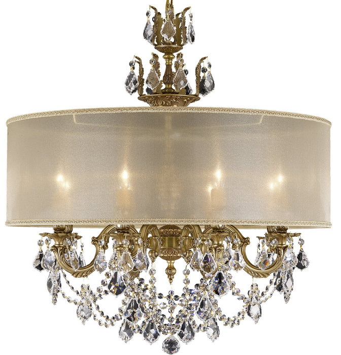 American Brass & Crystal CH6542-A-03G-PI-PG Eight Light Chandelier, French Gold Glossy