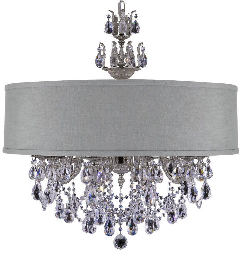American Brass & Crystal CH6562-O-08G-PI-GL Ten Light Chandelier, Silver
