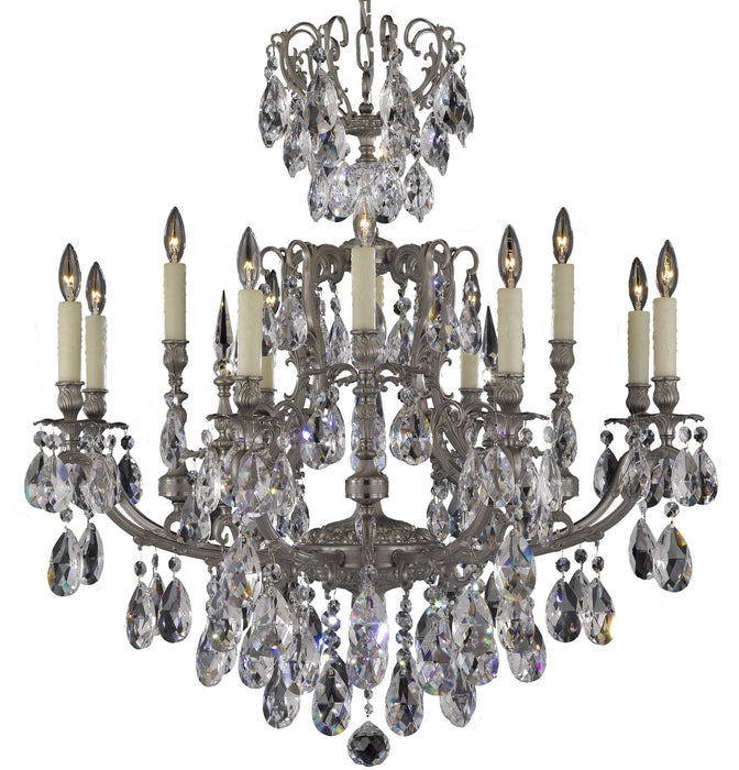 American Brass & Crystal CH7425-O-07G-PI 12 Light Chandelier, Satin Nickel