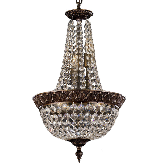 American Brass & Crystal CH8512-P-23S Six Light Chandelier, Empire Bronze
