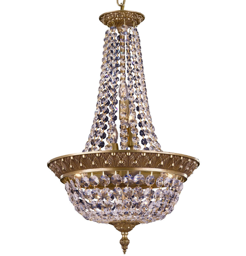 American Brass & Crystal CH8515-P-03G Six Light Chandelier, French Gold Glossy