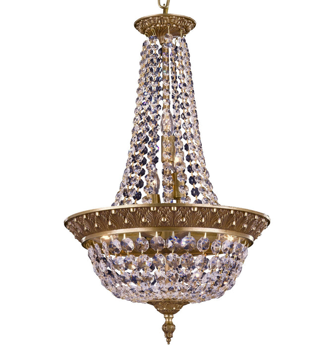 American Brass & Crystal CH8515-P-03G Six Light Chandelier, French Gold Glossy
