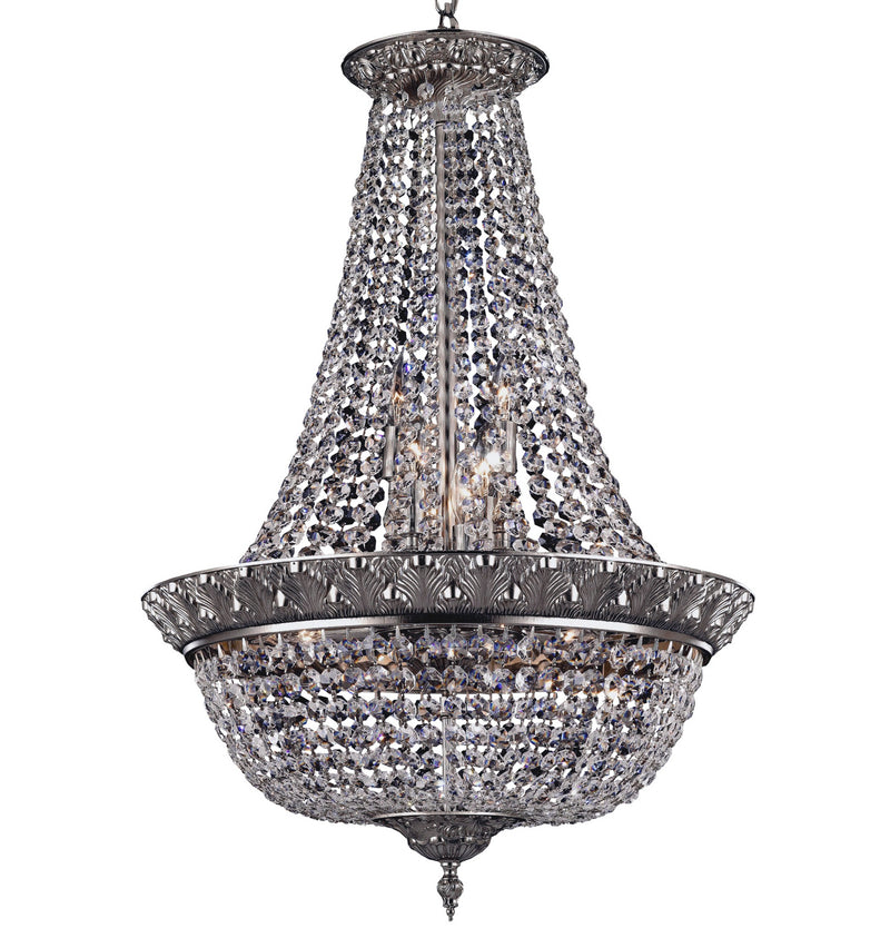 American Brass & Crystal CH8522-P-08G 12 Light Chandelier, Silver