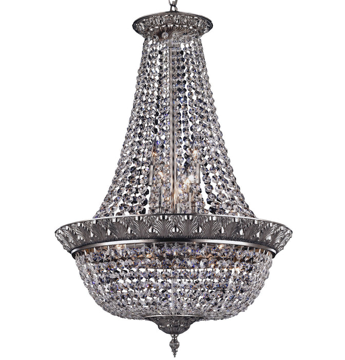 American Brass & Crystal CH8522-P-08G 12 Light Chandelier, Silver