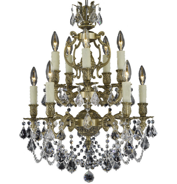 American Brass & Crystal CH9532-A-02G-PI Ten Light Chandelier, Antique Black Glossy