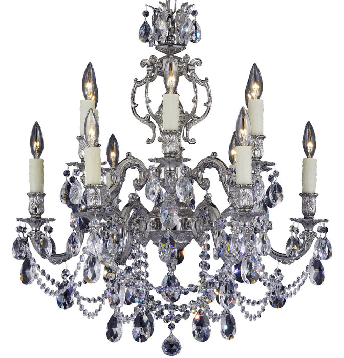 American Brass & Crystal CH9552-O-08G-PI 12 Light Chandelier, Silver