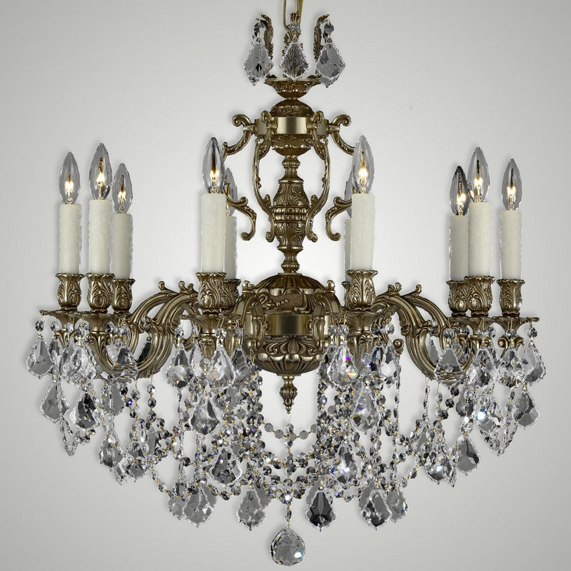 American Brass & Crystal CH9562-A-03G-PI Ten Light Chandelier, French Gold Glossy