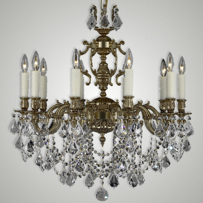 American Brass & Crystal CH9562-A-03G-PI Ten Light Chandelier, French Gold Glossy